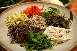 Various namuls for bibimbap