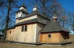 Wooden church in village