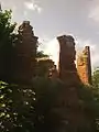 Tower remnants in the ruins of a former manor