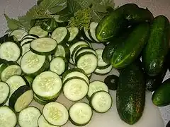 A Scandinavian cucumber in slices