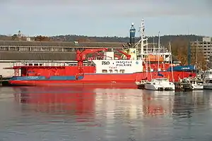 Astrolabe berthed at Franklin Wharf in Hobart, Tasmania, Australia.