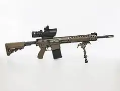 A L129A1 sharpshooter rifle with a TA648-308 6×48 ACOG fitted