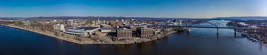 Big blue bridge and historic downtown La Crosse