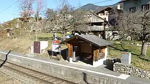 Covered waiting area on platform