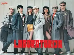 Laboratorija Zvuka in 1980, from left to right: Ivan Kašik, Aleksandar Pejak, Dina Kurbatfinsky Vranešević, Mladen Vranešević, Renata Viegy, Đorđe Urban and Predrag Vranešević