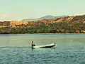 A boater on the reservoir.