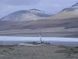 Lake Vida, showing ice cover and surrounding Dry Valley terrain