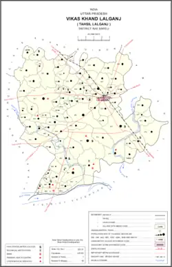 Map showing Khajurgaon Mu. (#861) in Lalganj CD block