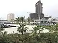 Skyline with Lamar Towers with newly constructed parks.