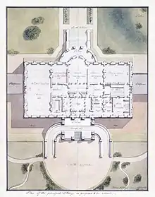 The principal story plan for the White House by Benjamin Henry Latrobe, 1807