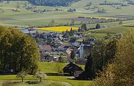 View of Laupersdorf from the hiking trail to Höngen (2016)