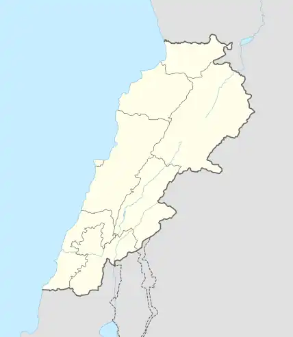 Map showing the location of Tayibe within Lebanon