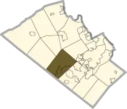 Location of Upper Macungie Township in Lehigh County, Pennsylvania