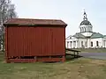 Storehouses at the north end of Lejonströmsbron, with bullet holes from the battle of 1809.