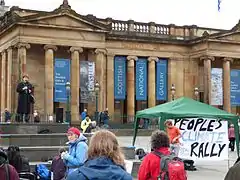 Lesley Hinds speaking at the march in Edinburgh