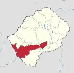 Map of Lesotho with the district highlighted