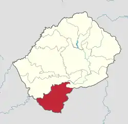 Map of Lesotho with the district highlighted