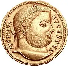 Coin depicting man with diadem and military garb