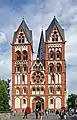 A helm roof on the towers of the Limburger Dom, Germany