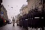 Troops of the company during a parade in Vilnius.