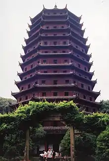 The Liuhe Pagoda of Hangzhou, China, built in 1165 AD during the Song dynasty