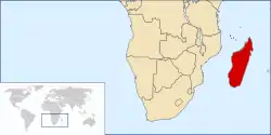 Location of Madagascar in Africa