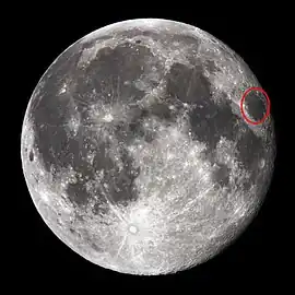 Location of Mare Crisium, as seen from the Earth