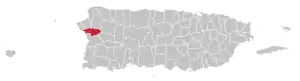 Map of Puerto Rico highlighting Añasco Municipality