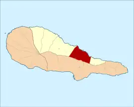 Location of Prainha within the municipality of São Roque do Pico, Pico Island