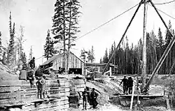 Lock construction at Canal Flats, 1888