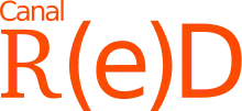 The word Canal Red in orange, in which the letter 'e' is enclosed in parentheses