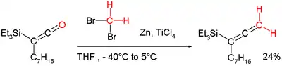 Reaction of the Lombardo reagent.