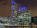 The Pan Peninsula towers at night