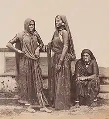 Women dressed in sari and choli (1855)