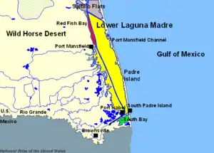 Map of Lower Laguna Madre at Gulf Of Mexico