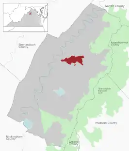 Location of Luray within the Page county