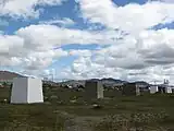 stupas under construction