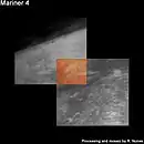 Mosaic of frames 1 and 2. The Martian atmosphere is visible over the planet's limb.