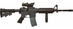 A Colt M4 Carbine with ACOG scope.