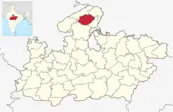 Location of Gwalior district in Madhya Pradesh