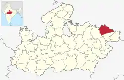 Location of Rewa district in Madhya Pradesh