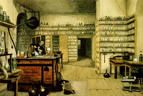 Michael Faraday in his laboratory, c. 1850s