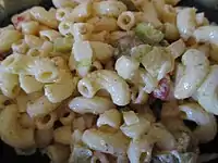 Macaroni salad with a mayonnaise dressing