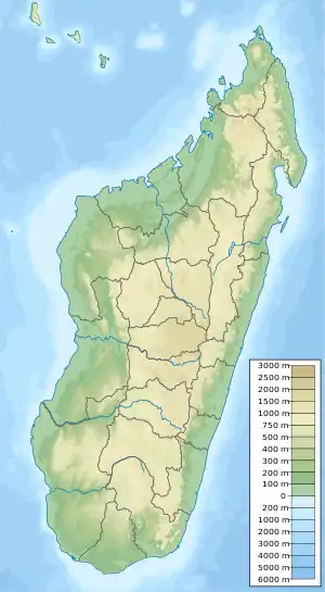 Map showing the location of Andohahela National Park