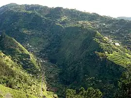 The village of Tabua over one of the tributaries of the Ribeira Brava ravine