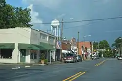 North Carolina Highway 403 traveling concurrently with North Carolina Highway 50 through the Historical District of Faison, North Carolina.