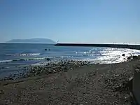 View of Samothrace from a coastline in Makri