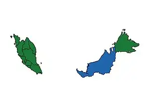 A Map of Malaysia showing religious statistics by state