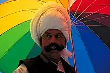 Malik Ata Muhammad Khan, Nawab of Kot Fateh Khan in Attock District, Punjab,Pakistan wearing a turban made from 6.4 metres (7.0 yards) of cloth