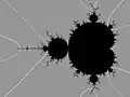 External rays for angles of form  :   n / ( 24 - 1) (1/15,2/15) (3/15, 4/15) (6/15, 9/15) landing on the root  point c= -5/4 (7/15, 8/15) (11/15,12/15) (13/15, 14/15) landing on the root points of period 4 components.